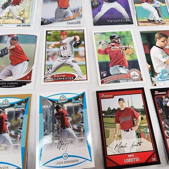 Huston Astro Team MLB 28 Auto Baseball Card Lot Topps Fleer RC's NM Raw Mixed yr - Picture 6 of 13